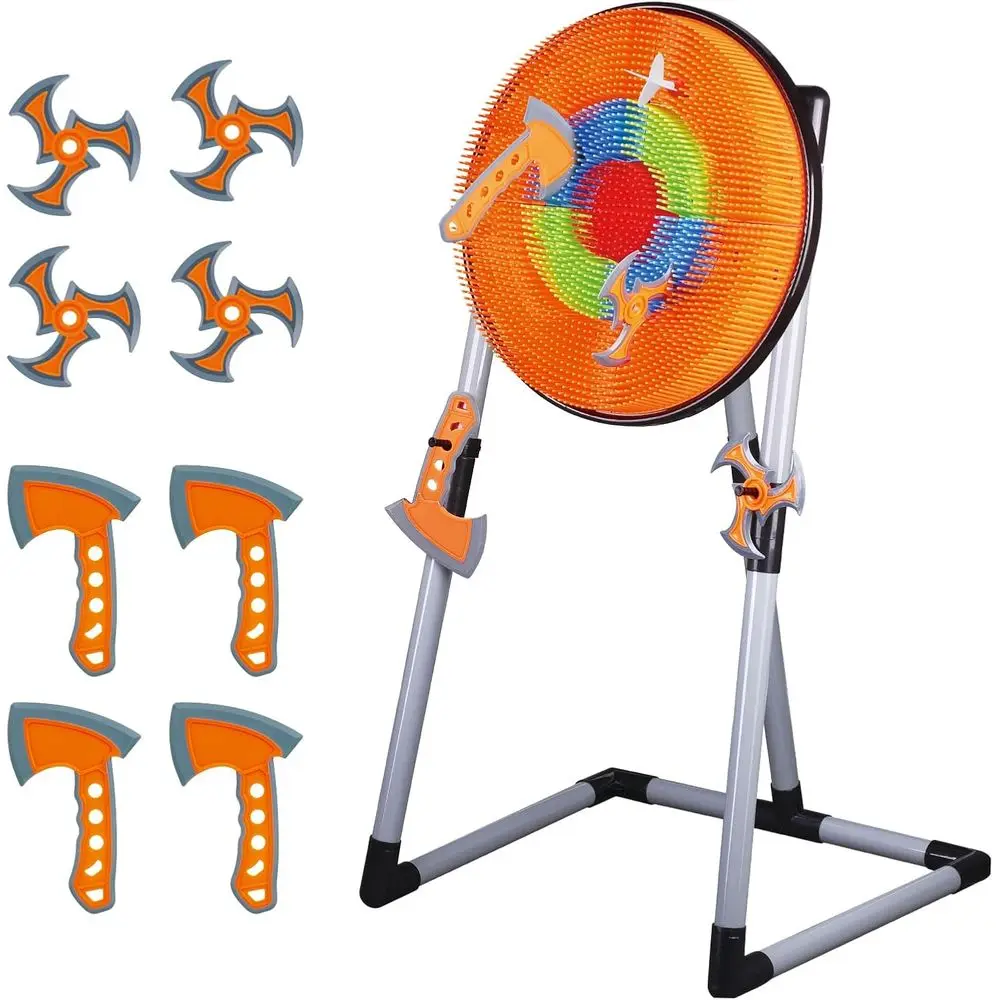 

Axe Throwing Bristle Target Set for Kids, 2-in-1 Board Game with 4 Foam Axes, Suitable for Boys & Girls, Indoor or Outdoor Play