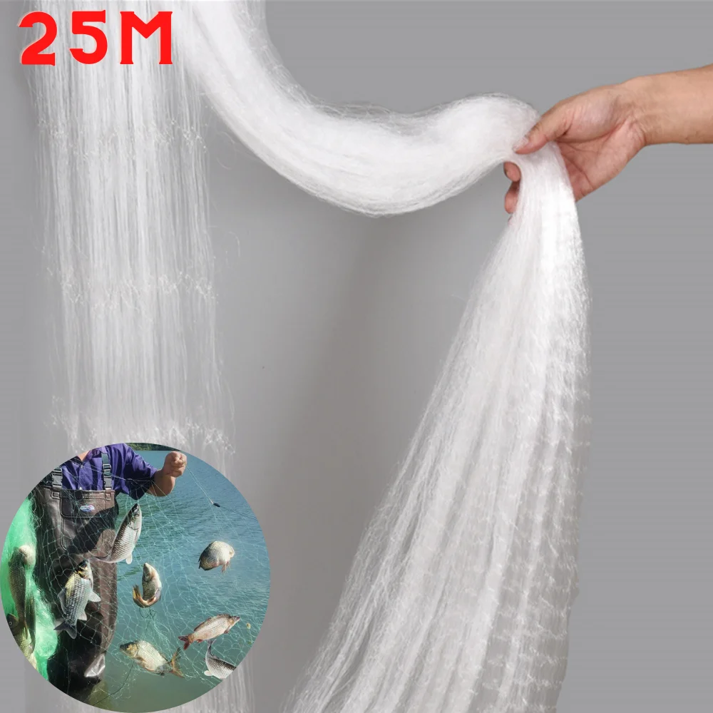 25M Three-layer Sinking Net Large Mesh Gill Net Trap Fishing Net With Sinkers Strong Nylon Fishing Network Fishing Tools