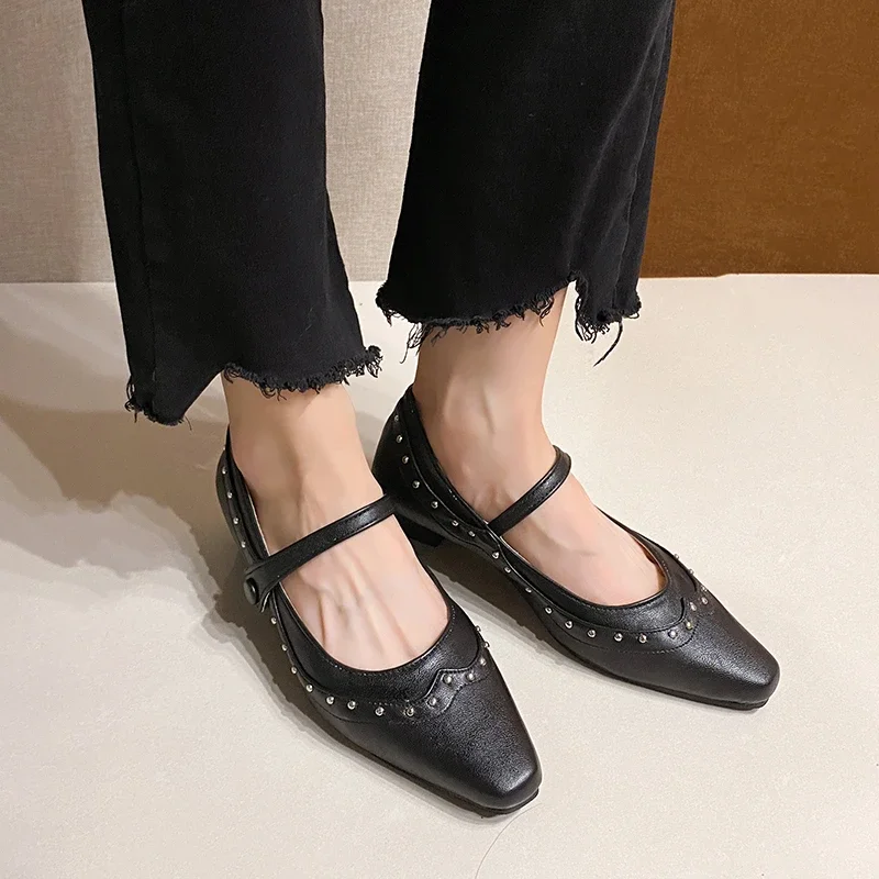 2024 Fashion Women's Shoes Buckle Strap Hot Sale Pointed Toe Office and Career High Quality Rivet Plus Size Solid Heels Women image 4