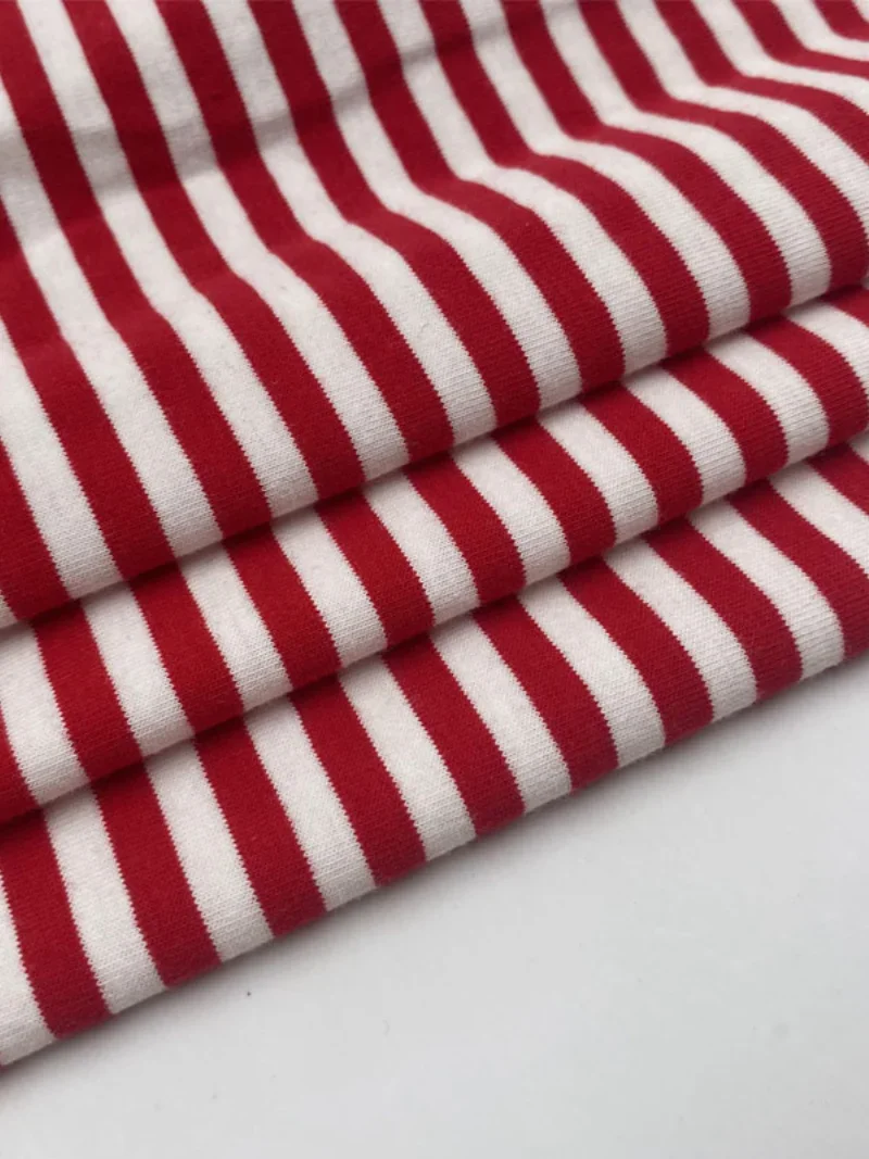 Width 68'' Simple Fashion Stripe Elastic Knitted Spandex Cotton Fabric By The Yard For T-Shirt Dress Material