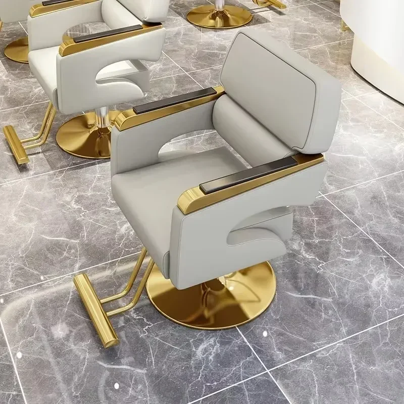

Cheap Gold Barber Chair Aesthetic Classic Armrest Luxury Salon Chair Advanced Fashionable Modern Cadeira Simple Furniture