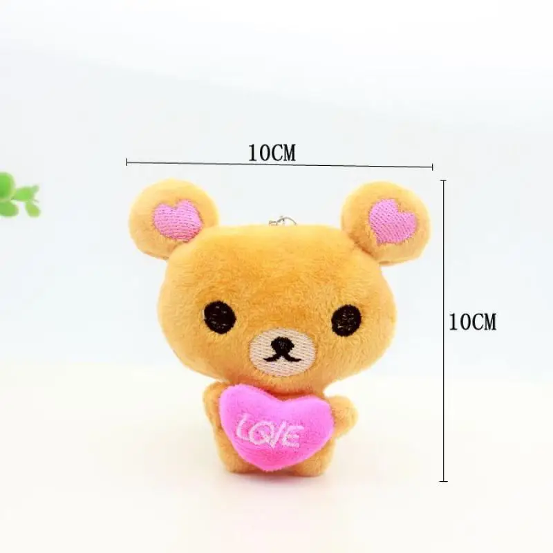 LLavero de muñeco de peluche Kawaii Rilakkuma, colgante de peluche de corazón lindo de Anime japonés, bolsa de juguetes de peluche, decoración con cremallera, regalos de vacaciones