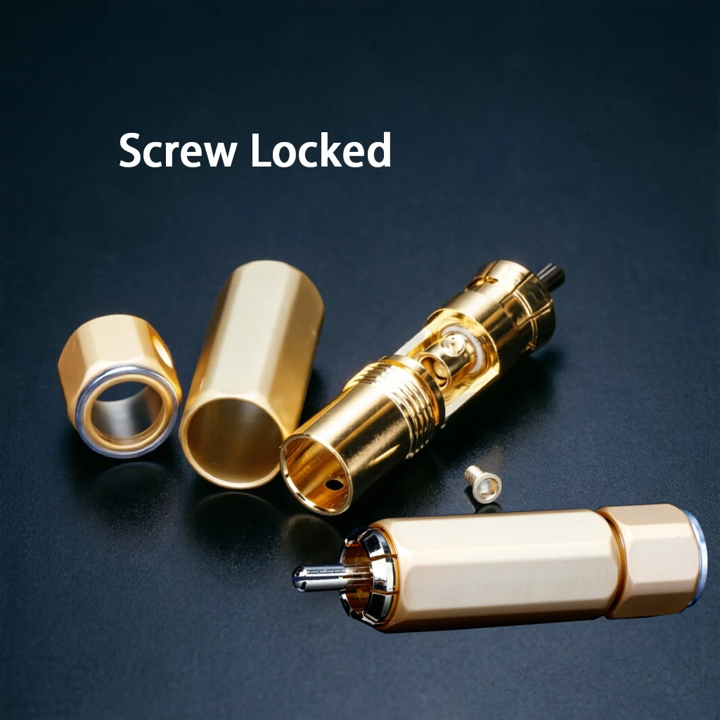 HIFI DIY Gold Plated RCA Connector Screw Connector Self-Locked Audio HiFi Interconnect Cable RCA Plug for Superior Signal Transf
