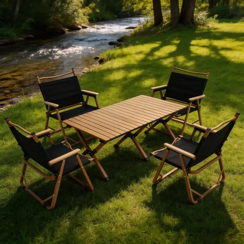 Portable folding picnic chairs and tables for outdoor patios and camping, high-quality outdoor furniture set