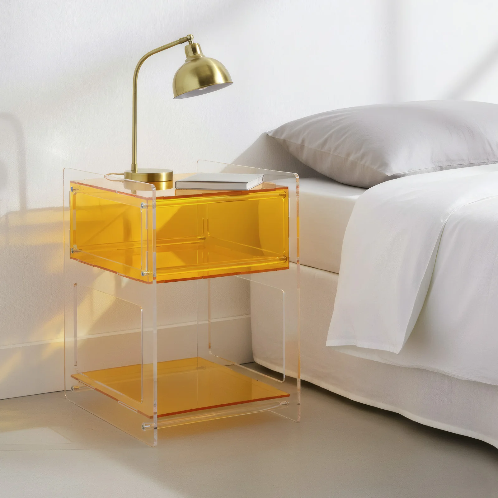 

Оранжевый акриловый 3-слойный прикроватный столик-стеллаж 40*30*50 см для гостиной и спальни