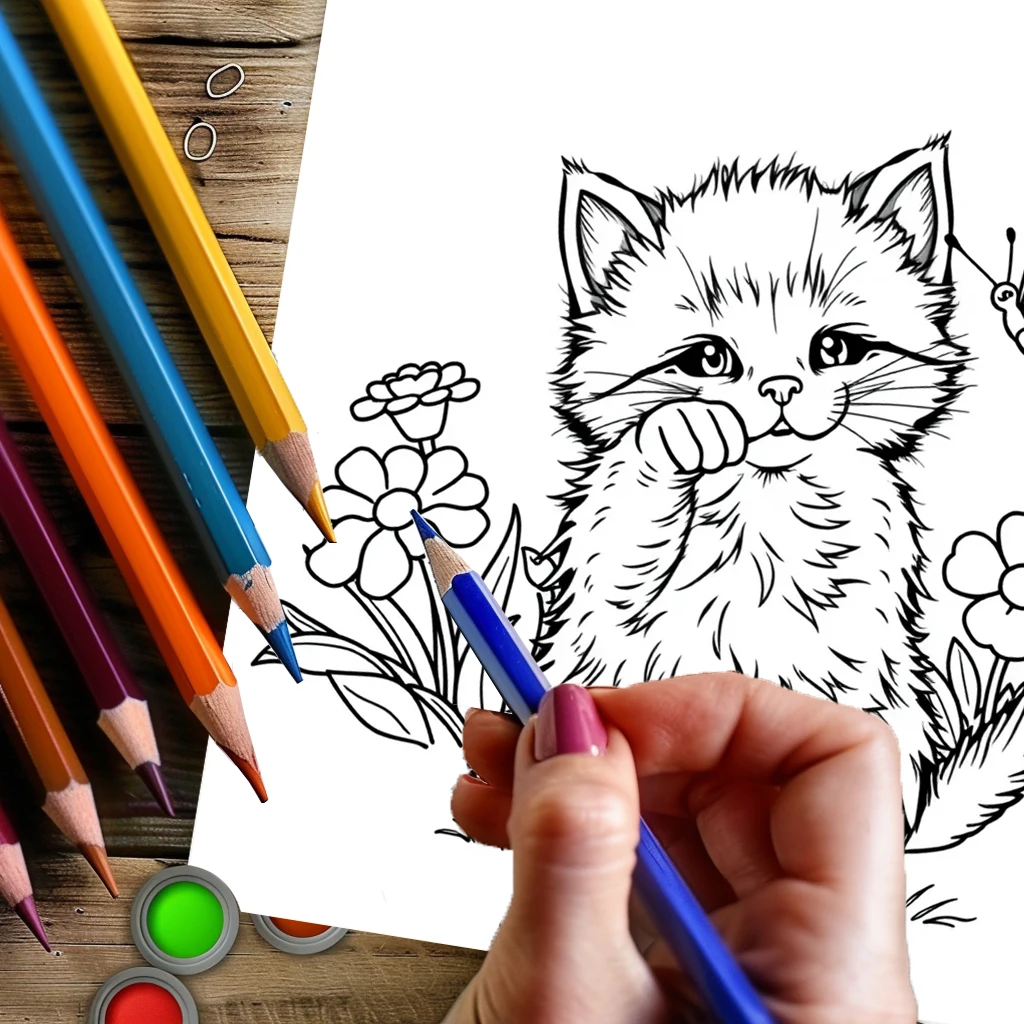 Libro para colorear original de 28 páginas para cachorros y gatitos, libro para colorear para adultos, suministros de dibujo para Navidad, Acción de Gracias