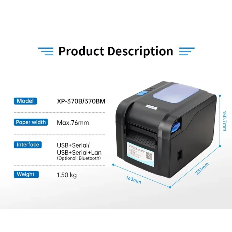 

unique Xprinter XP-370B 3-Inch Thermal Printer 4x6 Label Printing Machine Small Business Label Printer Peeler Direct China Manuf