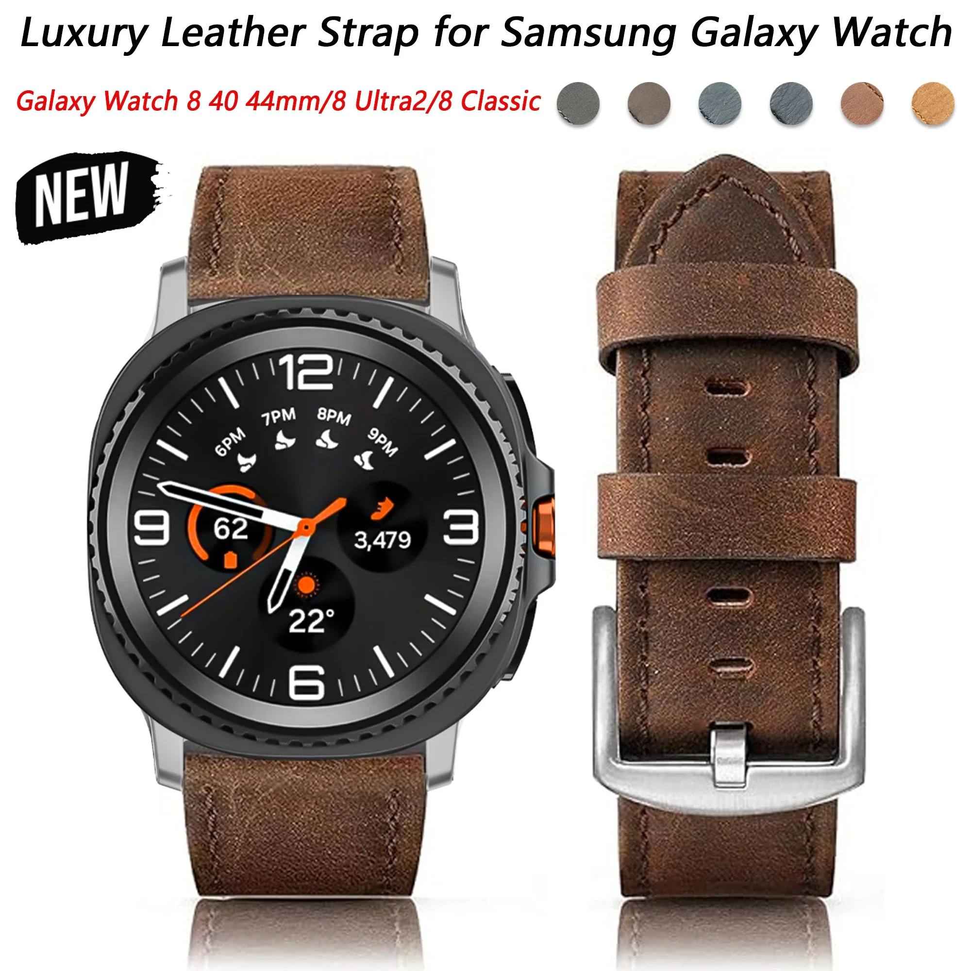 Leather Strap for Samsung Galaxy Watch 8 Ultra2025 Quick Release Band for Samsung Galaxy 8/8 Classic 40/44/46 Leather Bracelet