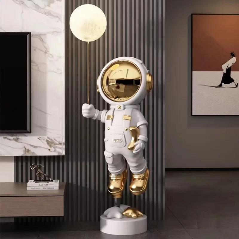 %a AR Astronaut Astronaut Large Living Room Floor-standing Ornament, Living Room Sculpture Decoration, Tray Storage, Luminous
