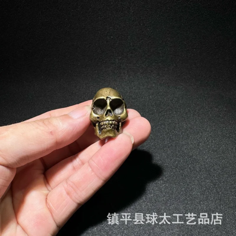 Brass Three-Way Skull Pendant Skull Small Ornaments Devil Small Copper Pieces Copper Carvings Ornaments Copper Hand Pieces