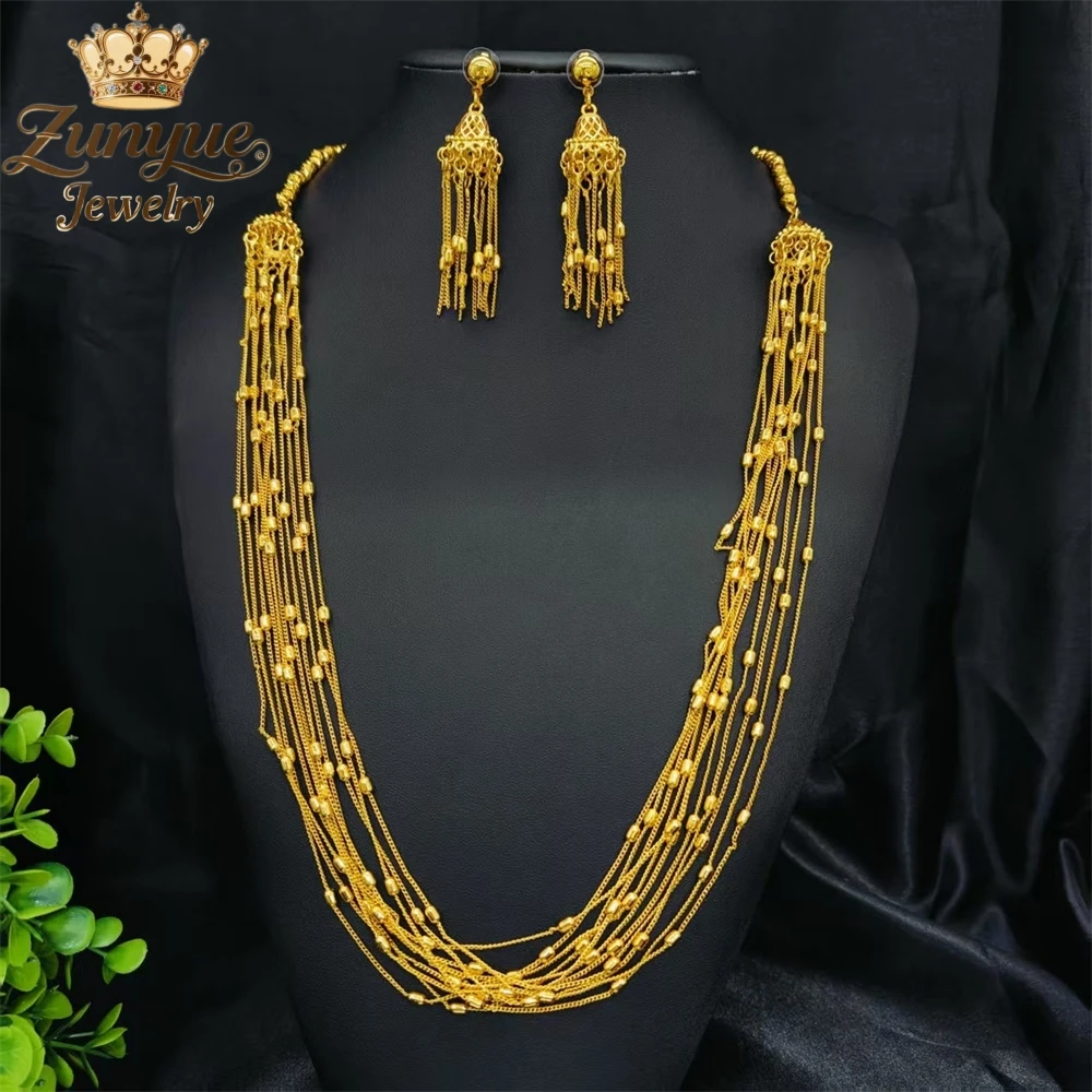 

Sand Gold Jewelry Set Necklace And Earrings Luxury Quality Jewelry Best Selling Fashion Jewelry Exquisite Elegant Charms Popular