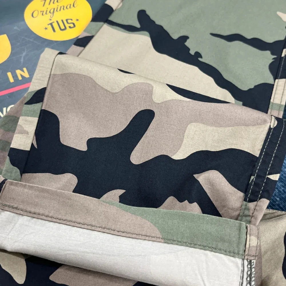 Summer outdoor lightweight camouflage pants for men's quick-drying pure cotton Japanese retro straight-leg casual trousers