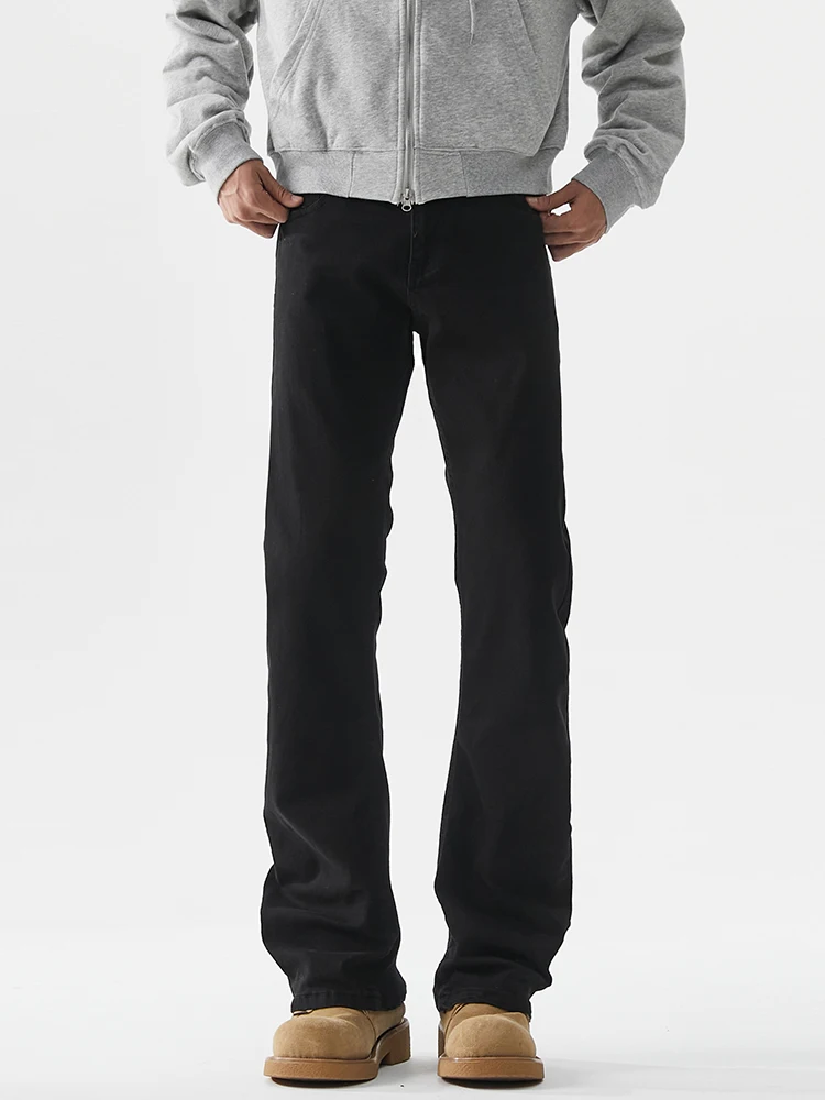 

American High Street Straight Leg Men's Jeans Black Slimming Versatile Long Trousers Autumn Winter Trendy Brand Cleanfit Pants