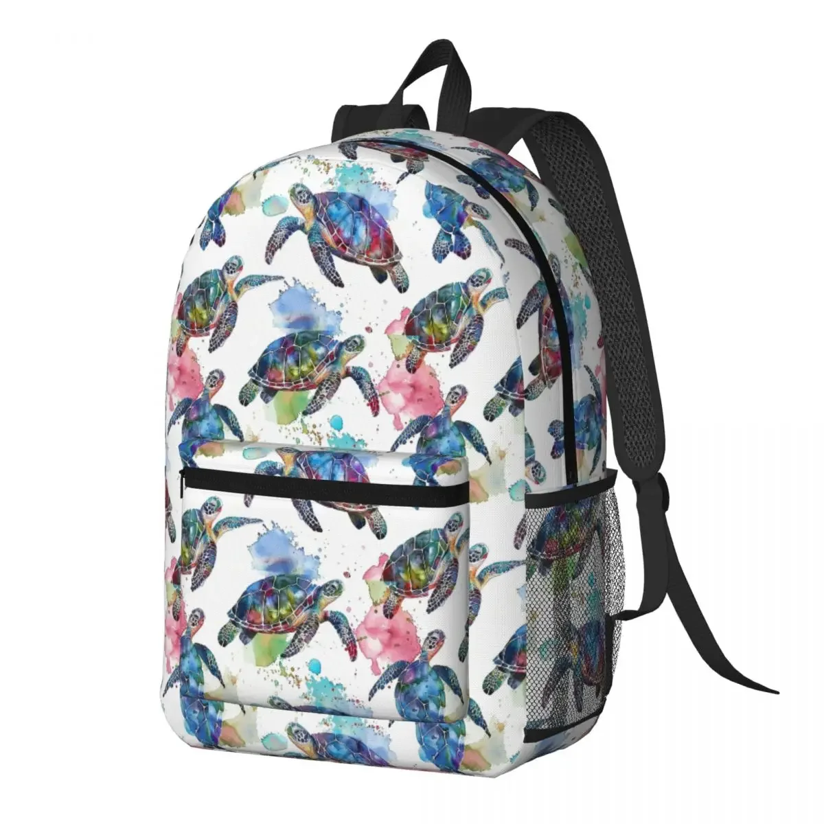 Watercolor Sea Vibrant Rainbow Turtle Backpack Daypack Large Capacity Boys Girls BookBag School Bag Shoulder Bags for Men Women
