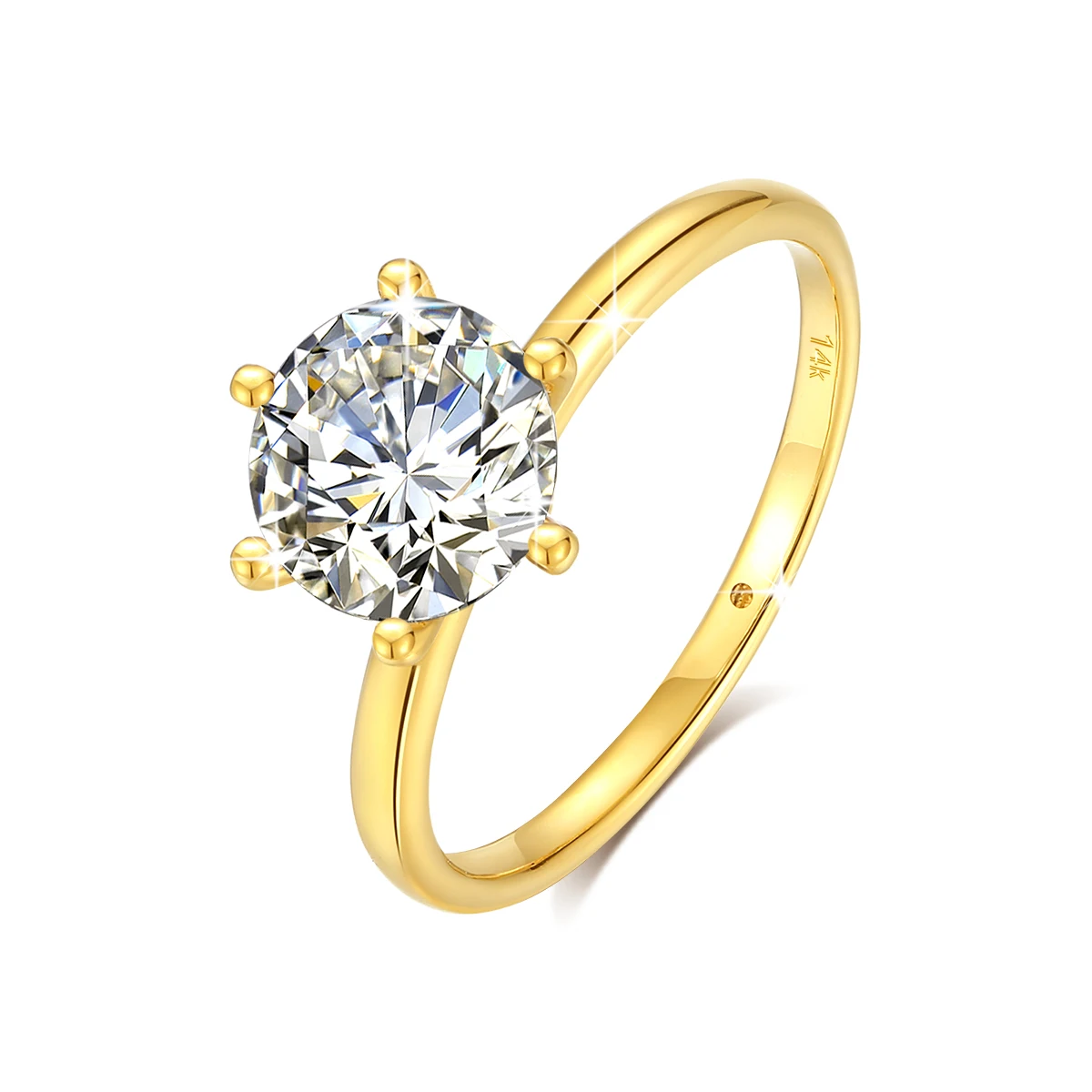 خواتم مويسانيتي ذهبية عيار 14 قيراط إكسسوارات رائعة كلاسيكية بستة شقوق مناسبة للنساء ملابس يومية لحفلات الزفاف والحفلات #3