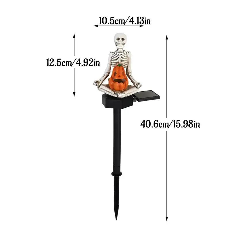 Lampu Taman tenaga surya Halloween, lampu jalur labu dan tengkorak, lampu tenaga surya luar ruangan untuk dekorasi Halloween untuk taman luar ruangan