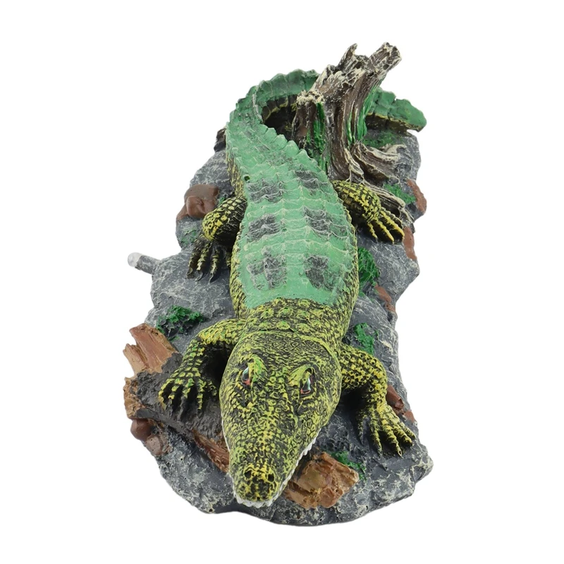 Hot Aquarium Oxygen Pump Resin Crocodile Decoration For Aquarium Crocodile Shape Oxygen Pump Landscape Air Bubble Ornament