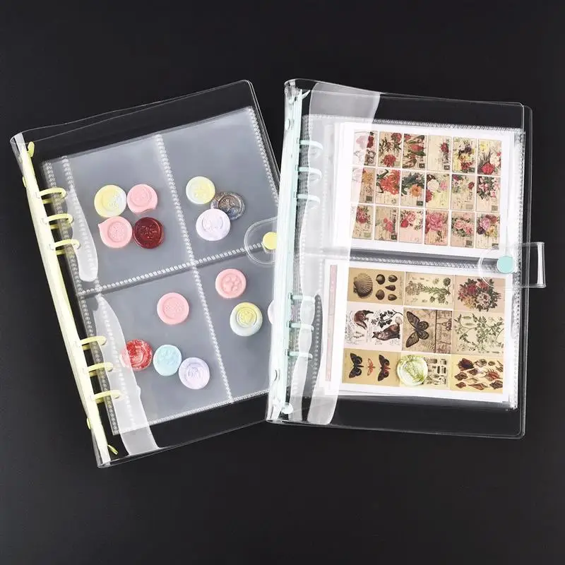 A5 6-Hole Strap Storage Clip And Storage Bag Scrapbook Cutting Die Storage Organizing Sticker Storage Transparent Bag