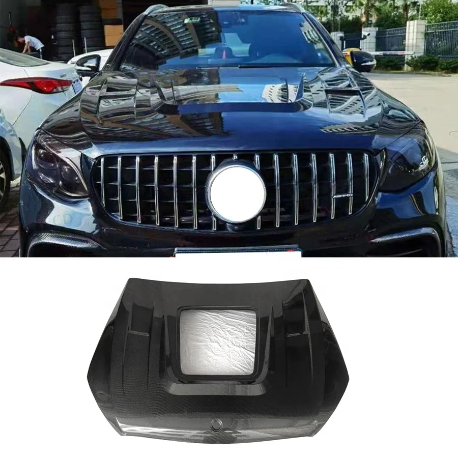 

Carbon Fiber Engine Hood Transparent Glass Car Hood For Bz GLC63s AMG GLC43 GLC260glc Coupe Front Hood Bonnet