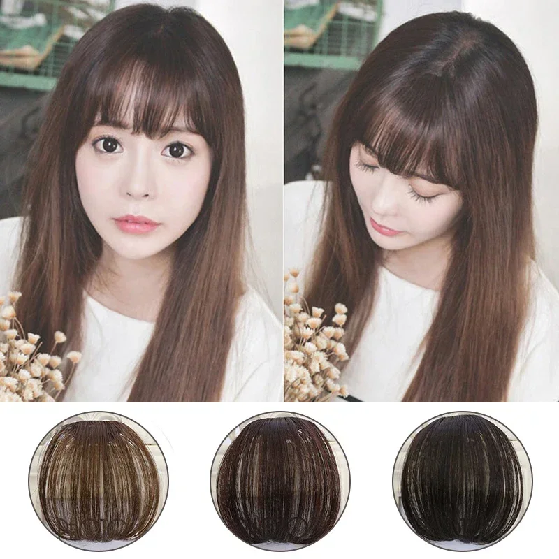 Fake Air Bangs Synthetic Hair Extension Soft Light Air Hair Bangs Clip On Hair Extension False Straight Hair Bangs Fringe