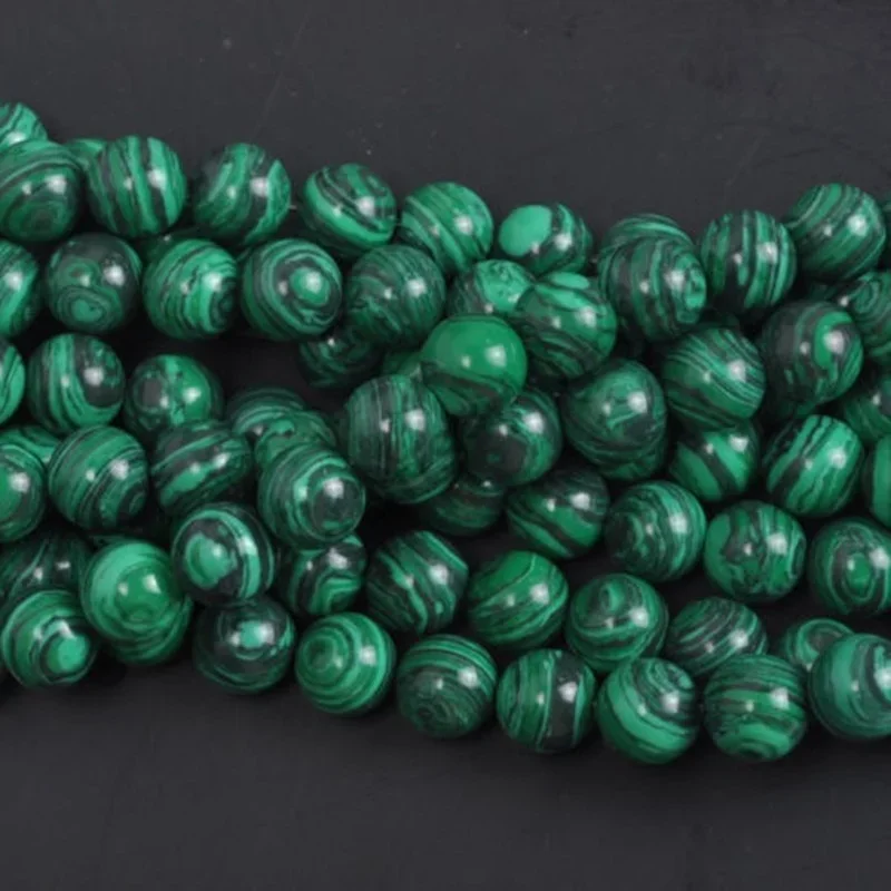 

15inch Green Peacock Malachite Loose Beads Natural Gemstone Smooth Round for Jewelry Making