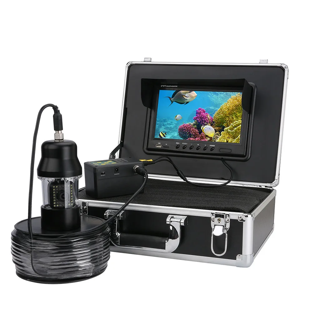 9‘LCD Display Underwater Camera 360 Rotation Fishing Video Camera Battery Soft Cable NO DVR ’