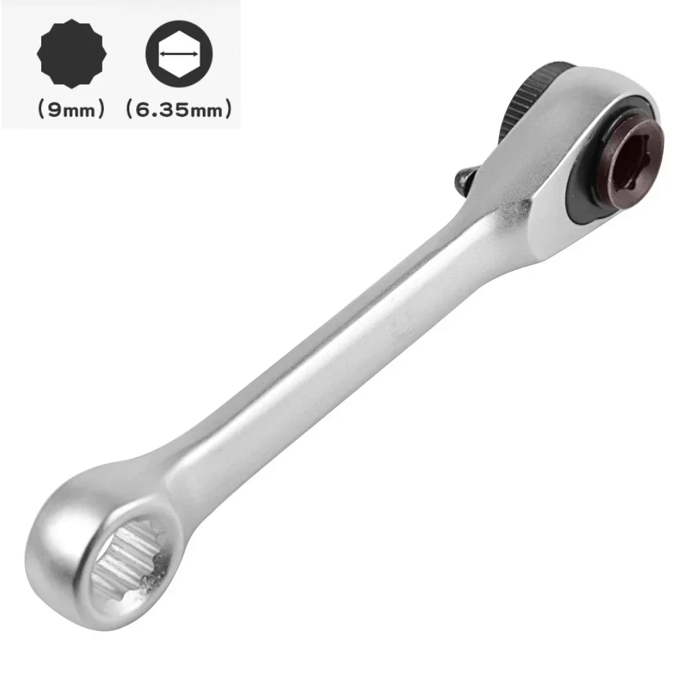 Mini Double Headed Ratchet Wrench 1/4 Inch Drive Socket And Screwdriver Bit Driver Quick Release Ratchet Wrench