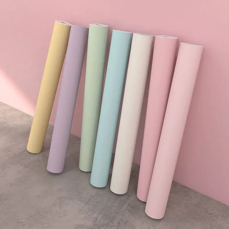 Korea Pink Waterproof Wallpaper Self-adhesive Home Bedroom Dormitory Room Wall Stickers Thickened Paste Table Cabinet Renovation