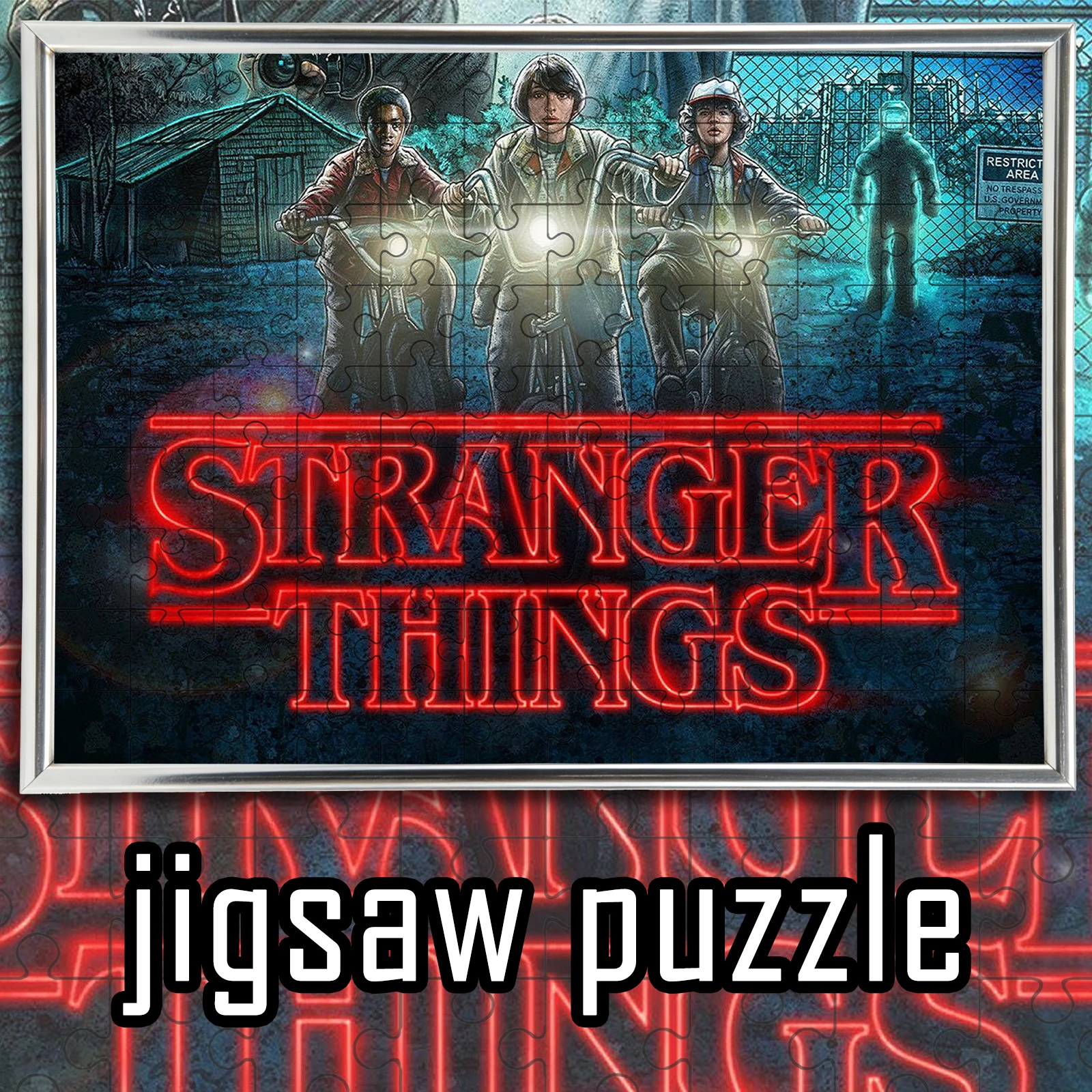 

Stranger Things Lucas, Mike,Dustin Jigsaw 108/200/300/500/1000pcs wooden floor game puzzle,home decoration,gift