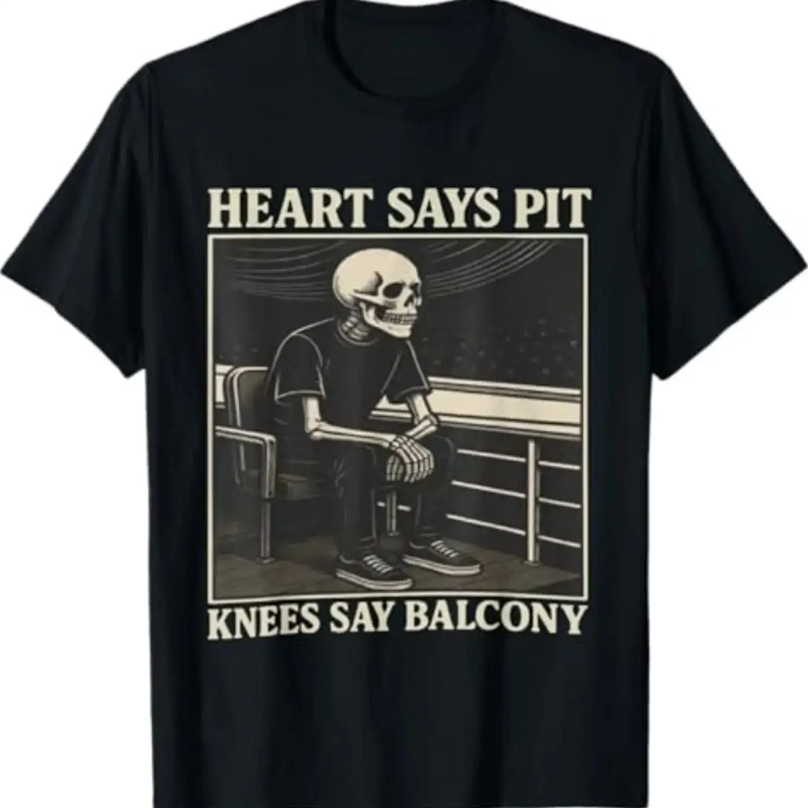 Heart Says Pit Knees Say Balcony T Shirt vintage Washed homme graphic Comfortable Unisex Slightly Stylish Casual Versatile