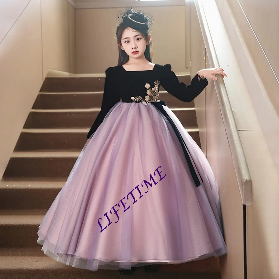 new-creative-spring-and-autumn-children's-wedding-dress-kids'-light-luxury-evening-dress-girls'-performance-dress-customized