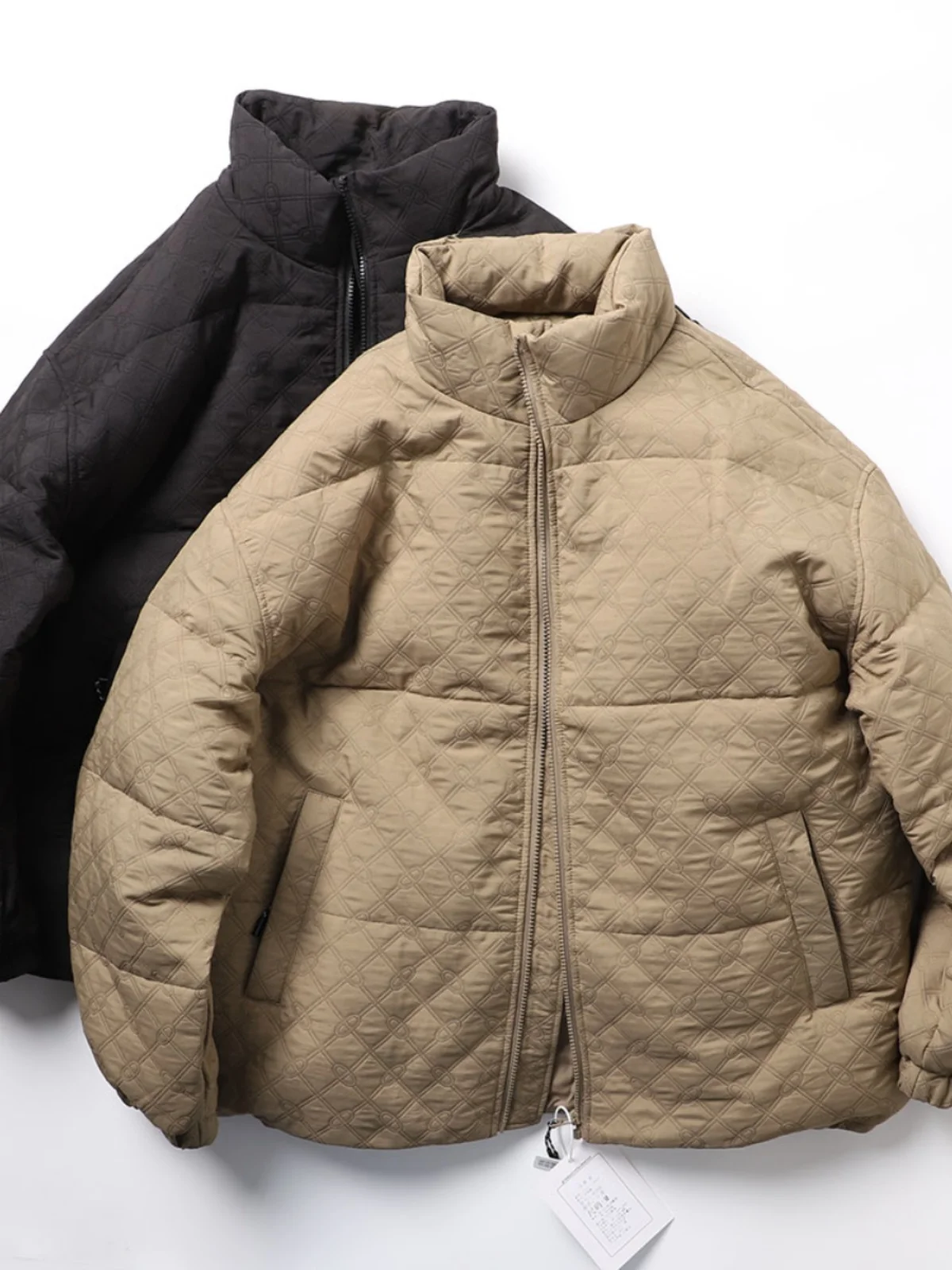 

Sli Men's Loose Fit Du down Jaet with Diamond Stitching And Stand Collar Trendy Youth Regular Length Outerwear