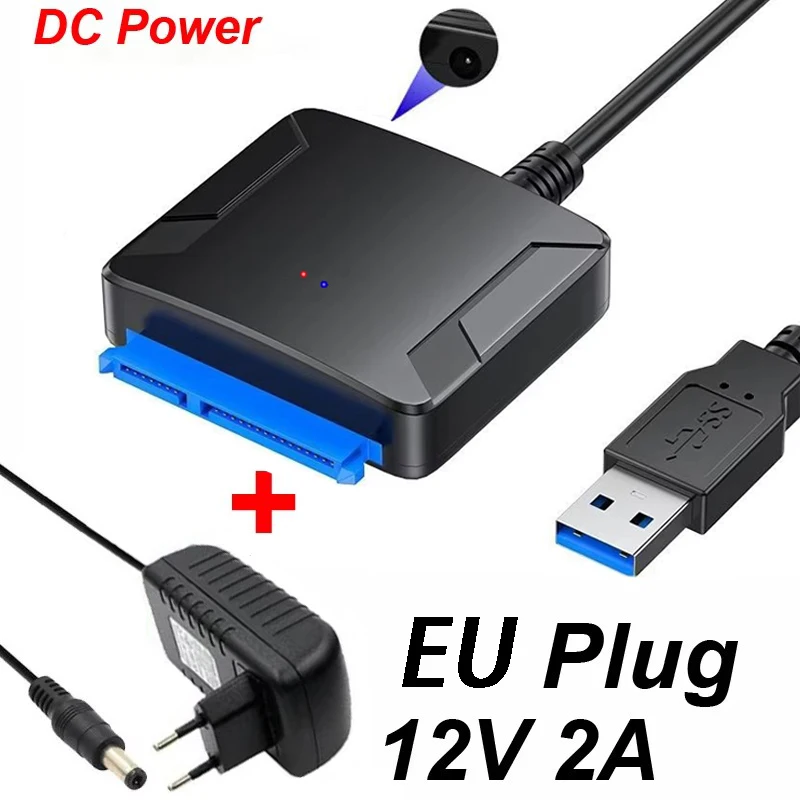 SATA-auf-USB-3.0-Kabel, bis zu 6 Gbit/s, für 2,5/3,5 Zoll externe HDD/SSD-Festplatten, SATA-Adapter, USB 3.0-auf-SATA-III-Kabel