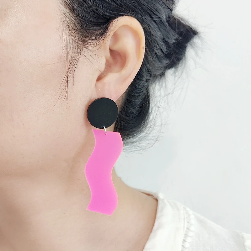KUGUYS Summer Wave Earrings for Women Acrylic Translucent Candy Colors Fashion Jewelry Beach Art Music Festival Accessories