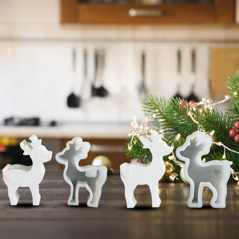 Christmas Deer Statue Mold Candle Holder Molds Christmas Silicone Moulds Silicone Mould Christmas Elk For Home Party Decoration