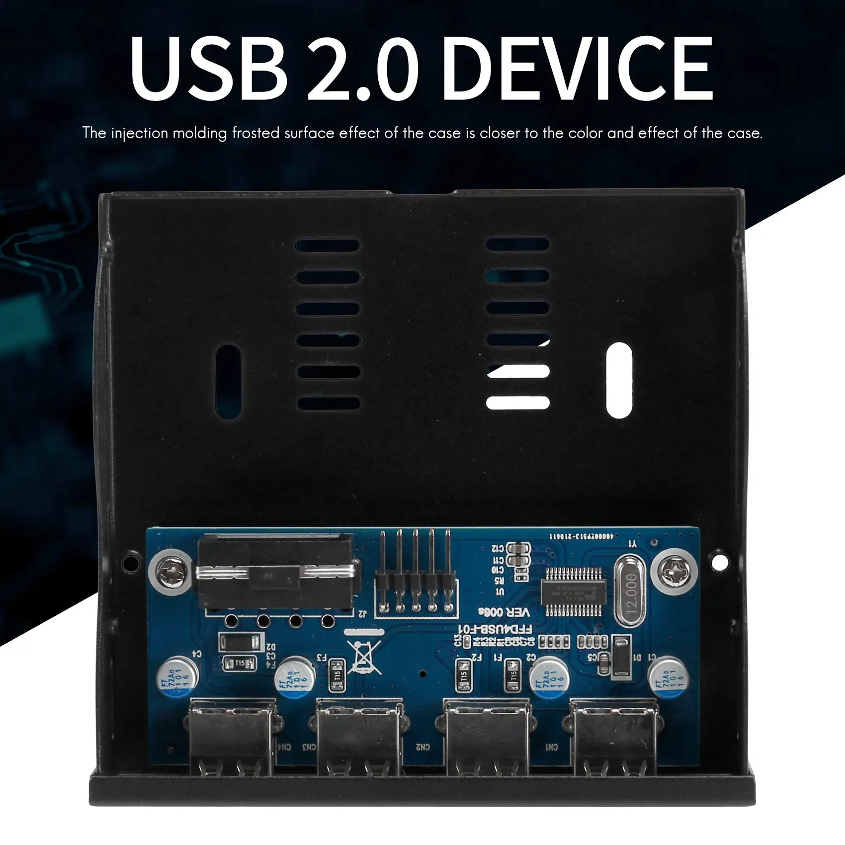 Verbesserte 3,5-Zoll-Diskettenschacht mit 4 Anschlüssen, USB 2.0-Hub, USB2.0-Frontplatten-Erweiterungsadapter, Anschlusshalterung mit 9-poligem Kabel für den Schreibtisch