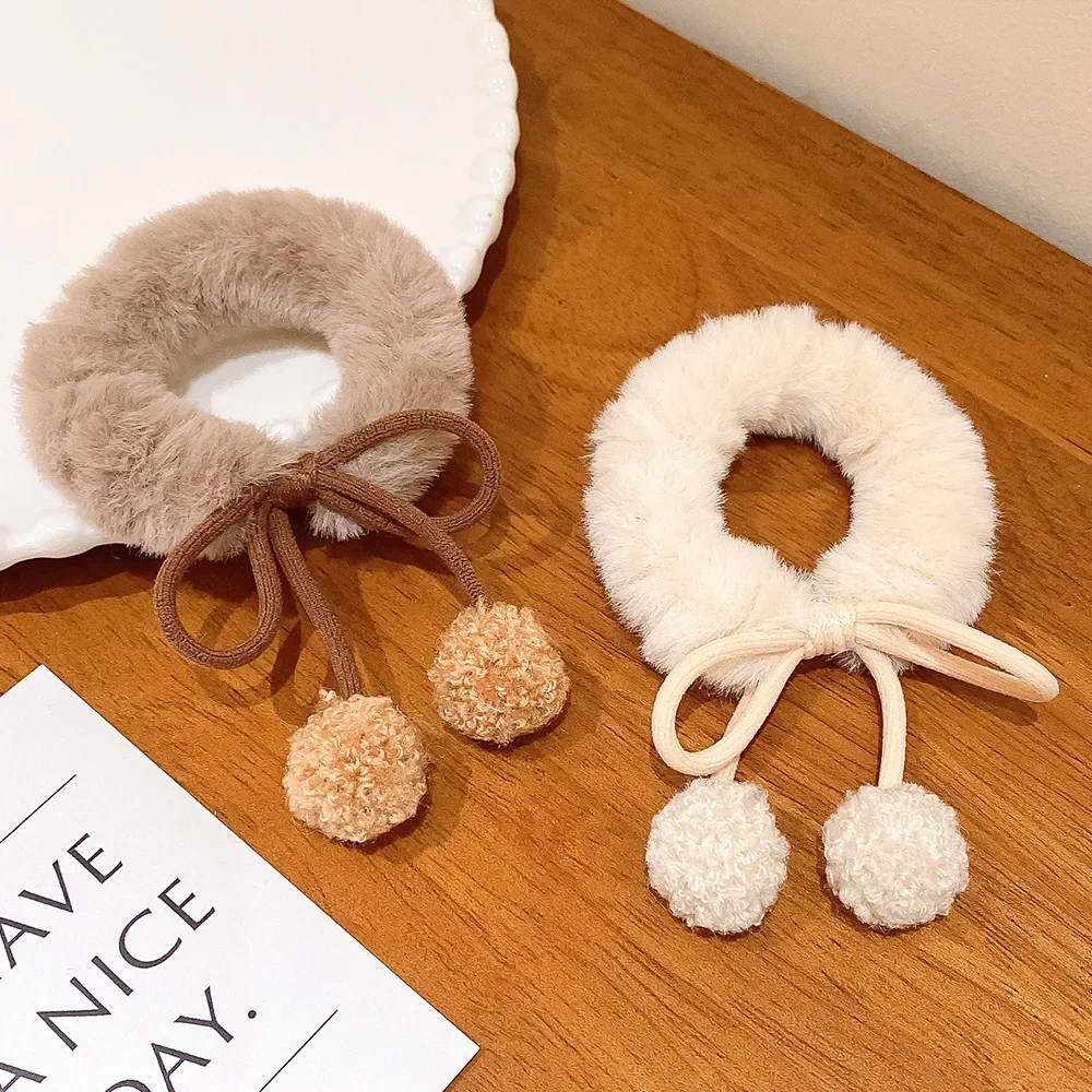 New Korean Cute Pompoms Elastic Hair Bands Children Kawaii Hair Ties Headwear Girls Kids Women Hair Accessories image 3