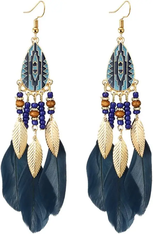 Earrings for Women Mom Ethnic Style Hook Women Earrings Long Feather Charm Jewelry Ornament Gift Statement Jewelry