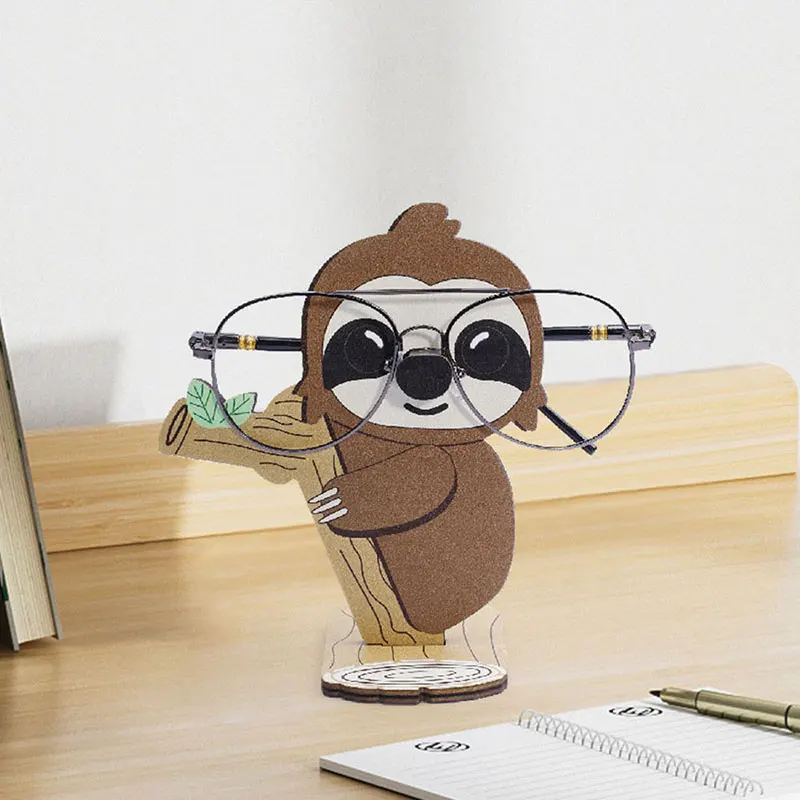 Cute Sloth Wood Carvings Sunglass Display Rack Cartoon Animal Glasses Holder Shelf Eyeglasses Show Stand Ewelry Wooden Holder