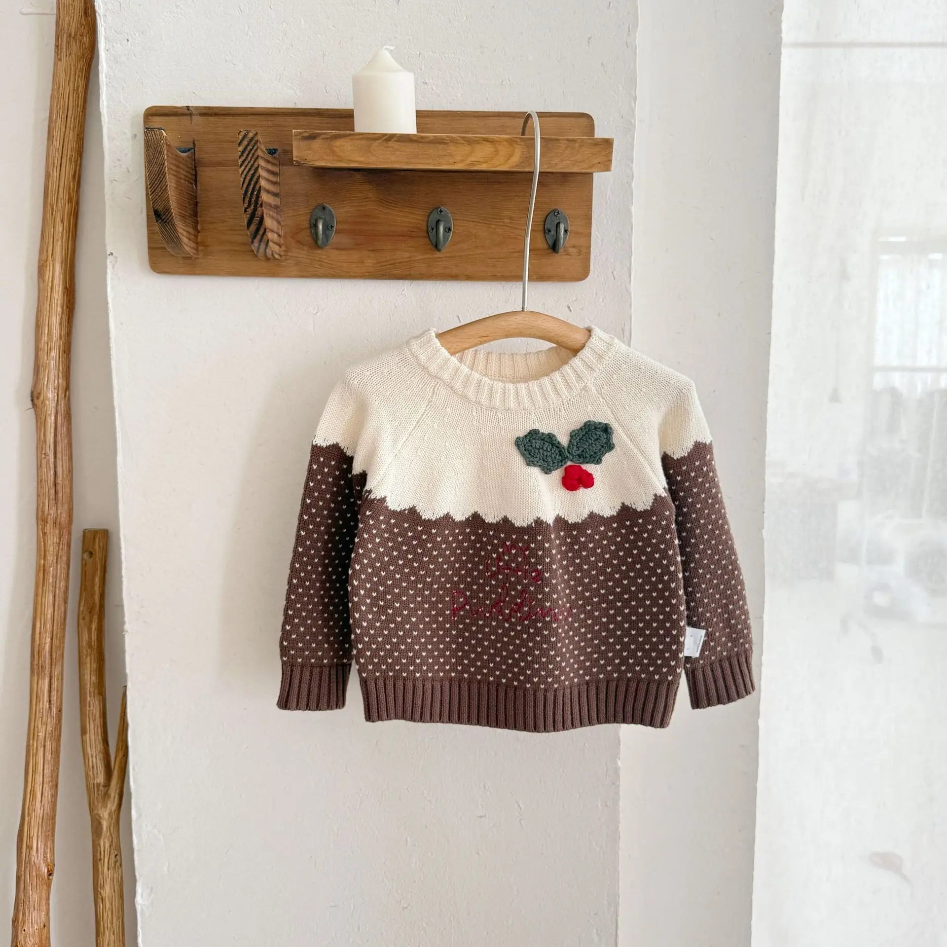 Spring And Autumn New Sweater Christmas Contrasting Pullover Knitted Top 1-4 Year Old Baby Sweater