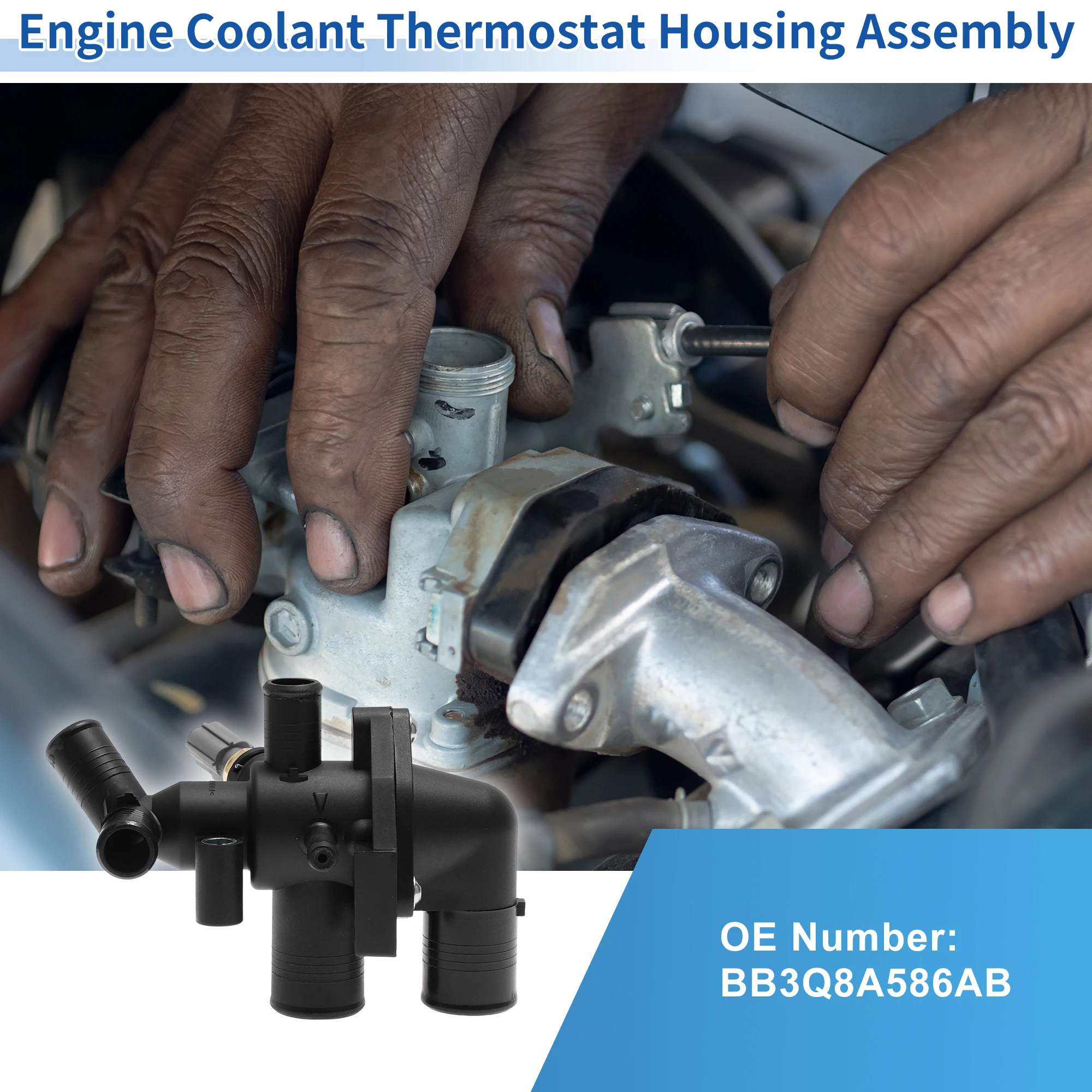 

UXCELL Engine Coolant Thermostat Housing Assembly No.BB3Q8A586AB for Ford Transit Bus