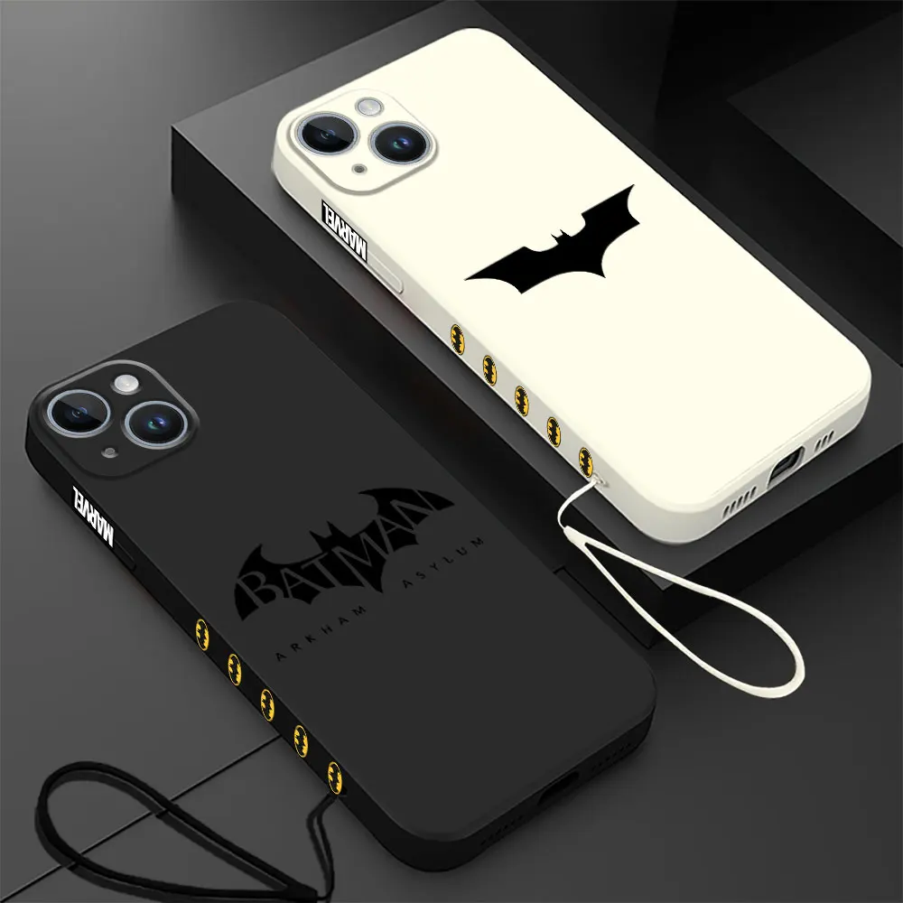 Silicone Soft Phone Case for iPhone XS Max XR 15 Plus 12 Mini 11 13 Pro 8 7 SE 14ProMax 14 Super B-Batman-Logo Bag Shell Cover 