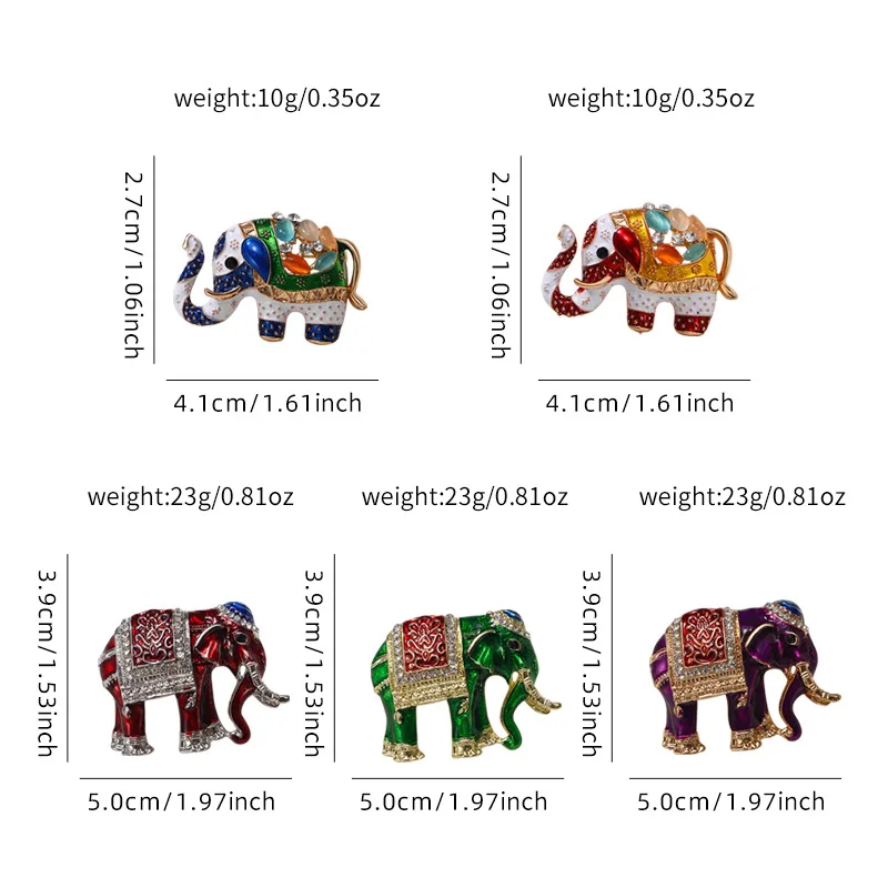 Vintage elephant brooch High-grade ethnic style auspicious animal corsage pin Men women clothing accessories jewelry gifts