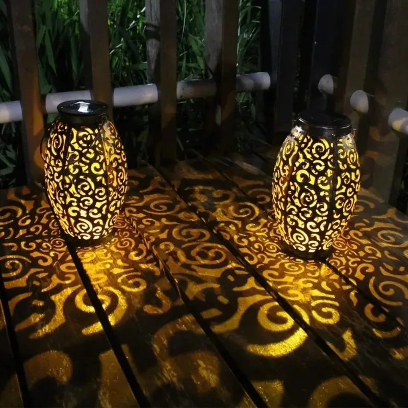 Solarlaternen, hängende Solarleuchten für den Außenbereich mit Griff, wasserdicht, dekorative Solar-Gartenleuchten aus Metall für Terrasse, Veranda, Weg