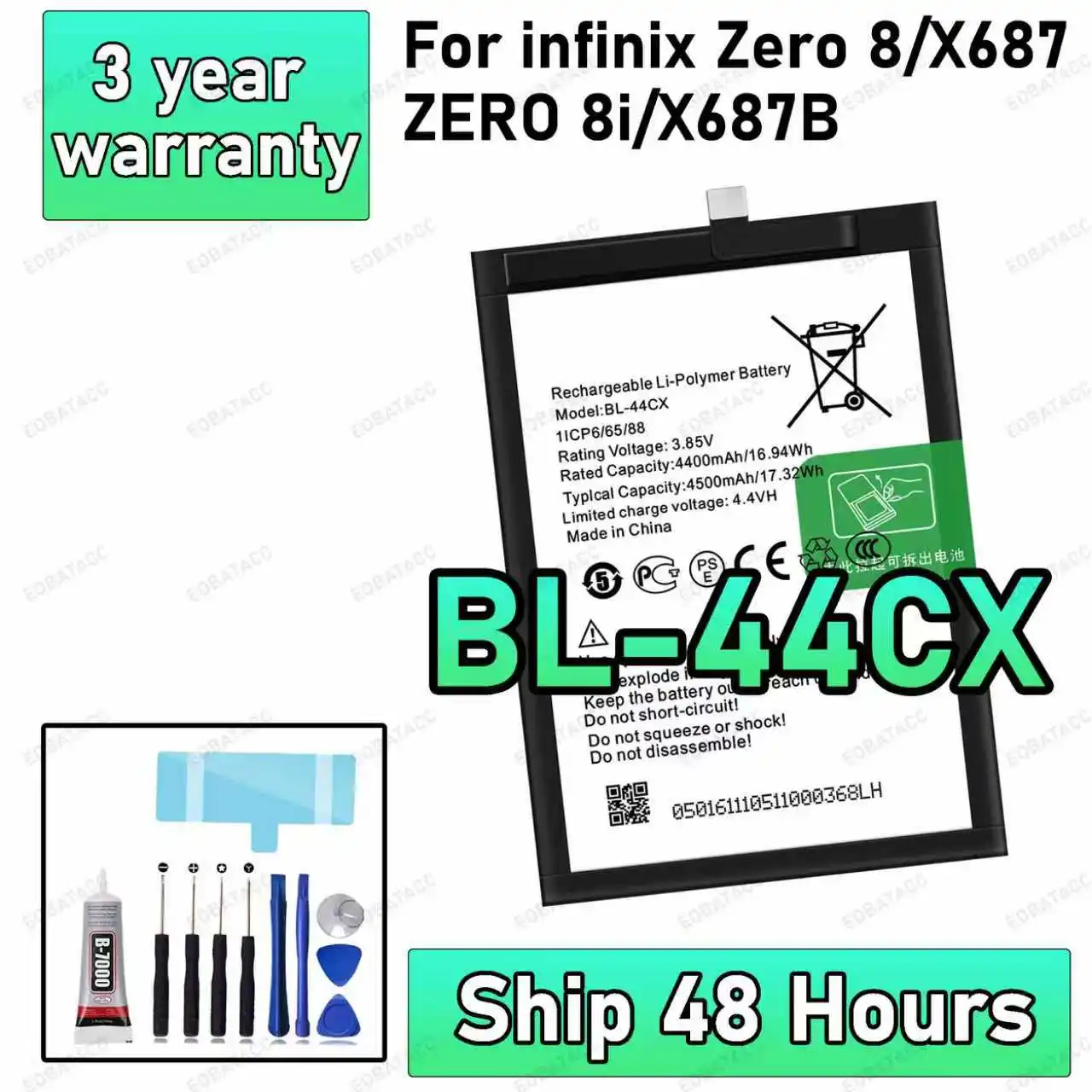 

100% новый высококачественный аккумулятор BL-44CX для infinix Zero 8/X687/Zero 8i/X687B, сменные аккумуляторы + бесплатные инструменты