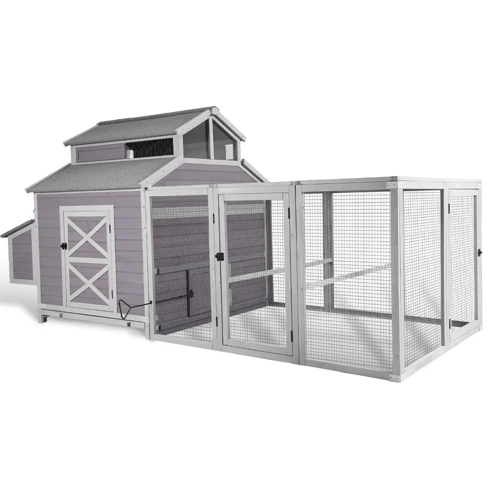 

Большой курятник для курицы для детей 8-10 лет, деревянная клетка для птицы с ящиком для бега и гнездования, 115 дюймов