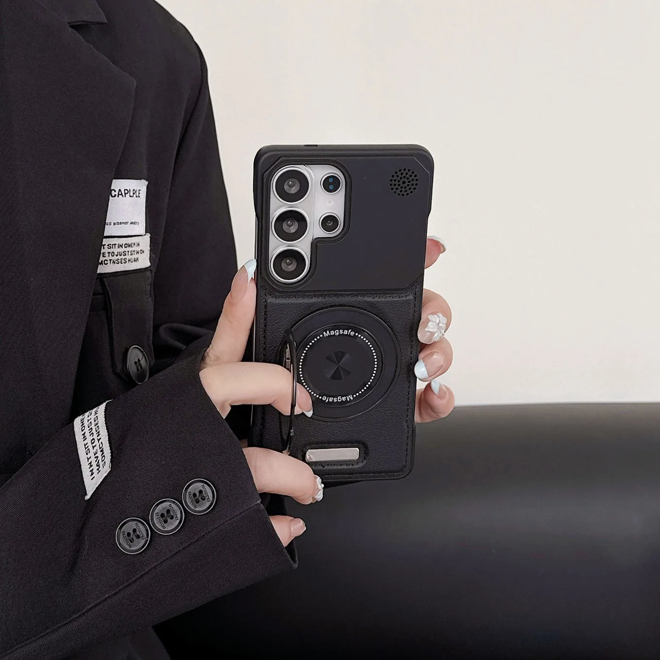 Luxury Leather Magneti Case for Samsung Galaxy S26 S23 S22 Ultra S24 S25 Plus Rotate Bracket Wireless Charging Borderless Cover