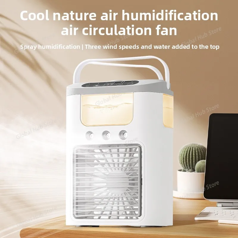 Spray Fan Three-hole Humidifier Office Silent Student Dormitory Rechargeable Cooler Usb Mini