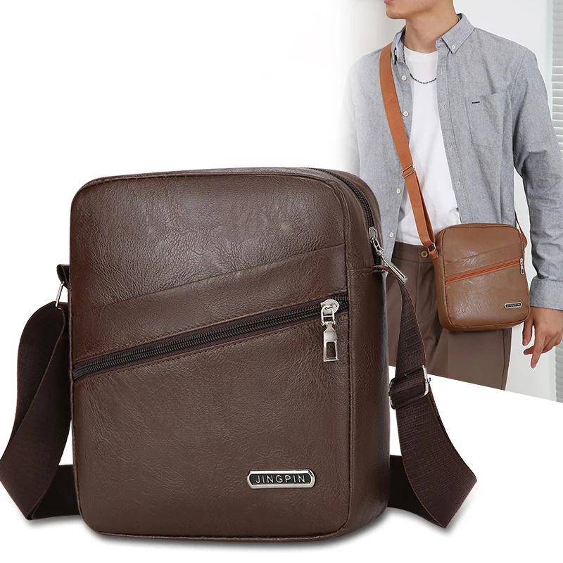 

Men's crossbody bag, shoulder bag, business bag, casual men's leather bag, briefcase, adjustable shoulder strap