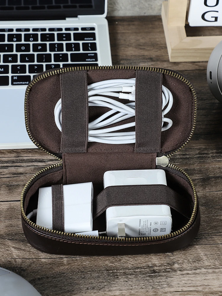 Przenośna Mini Torba do Przechowywania Gadżetów Cyfrowych Skórzane Etui na Słuchawki Ładowarkę Kabel do Transmisji Danych Organizer na Dysk U — zdjęcie produktu 7